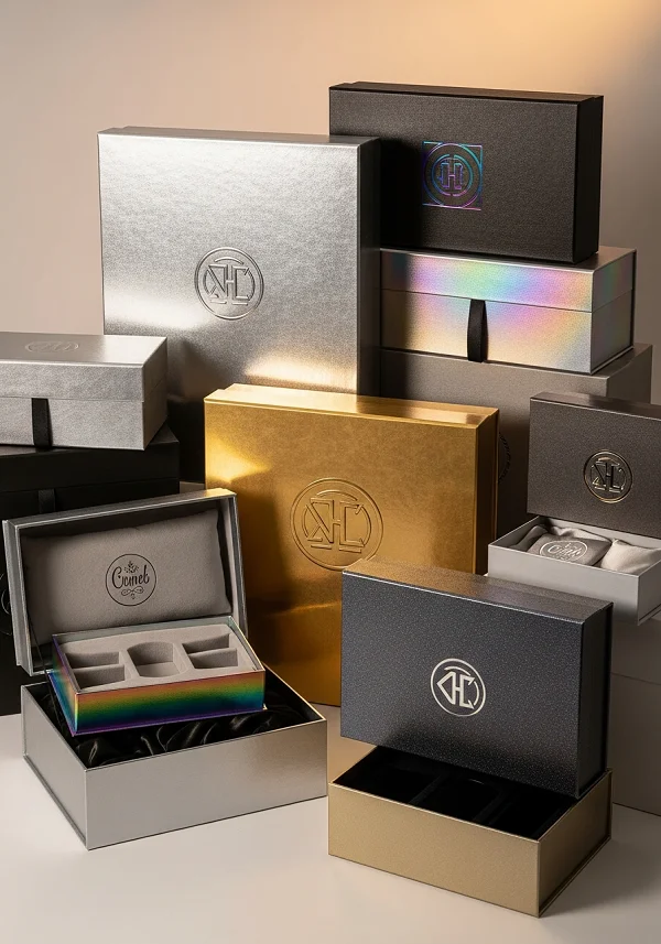 Metalized packaging boxes